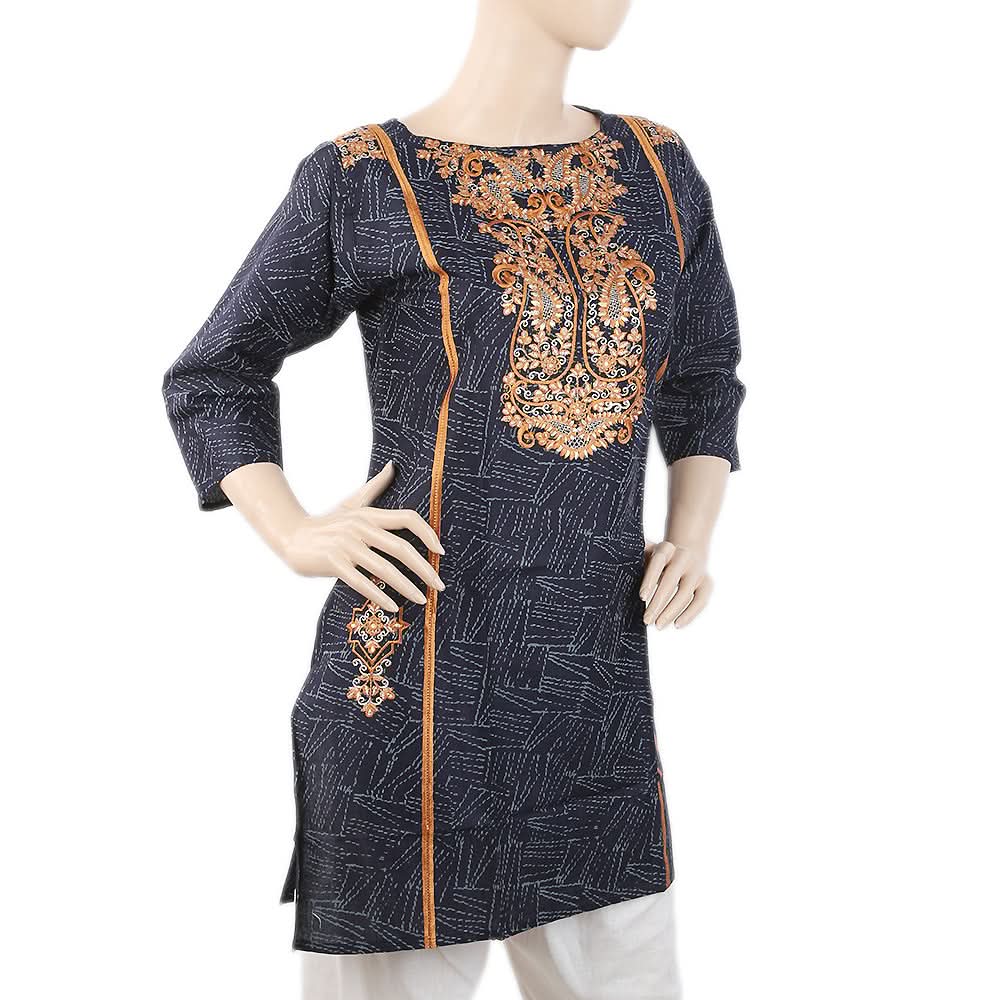 Women's Embroidered Kurti - Navy Blue, Women, Ready Kurtis, Chase Value, Chase Value