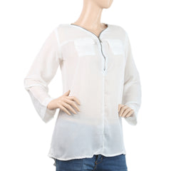 Women's Plain Georgette Top - White, Women, T-Shirts And Tops, Chase Value, Chase Value