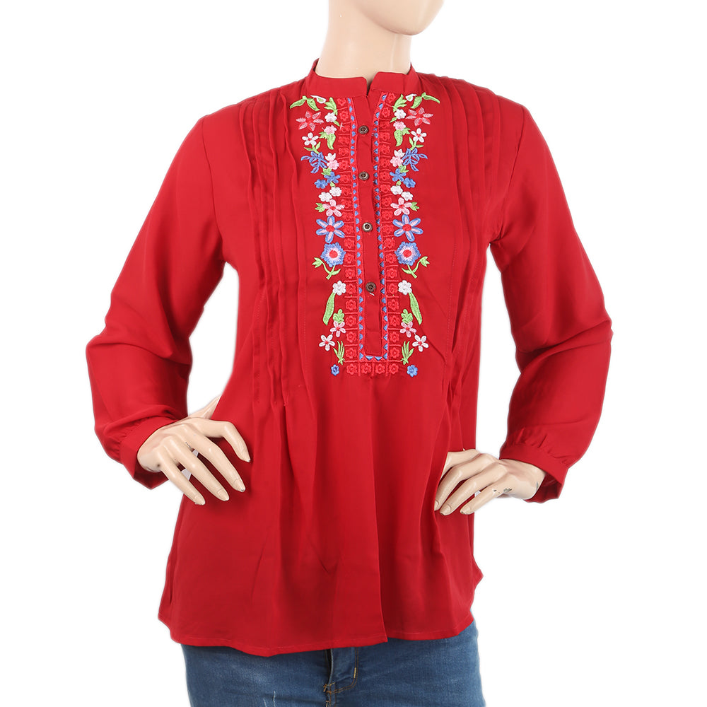 Women's Plain Georgette Top - Red, Women, T-Shirts And Tops, Chase Value, Chase Value