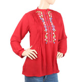 Women's Plain Georgette Top - Red, Women, T-Shirts And Tops, Chase Value, Chase Value
