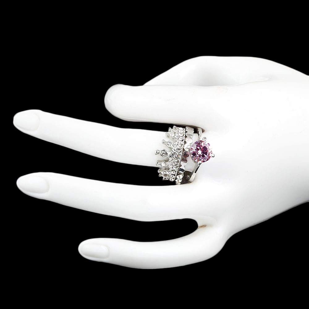 Women's Fancy Stone Ring - Silver - Pink - test-store-for-chase-value