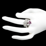 Women's Fancy Stone Ring - Silver - Pink - test-store-for-chase-value