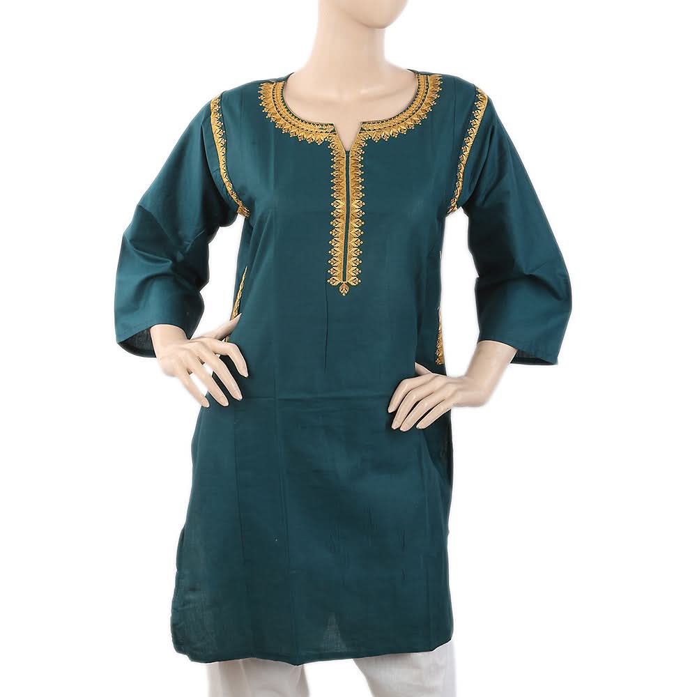 Women's Embroidered Kurti - Sea Green, Women, Ready Kurtis, Chase Value, Chase Value