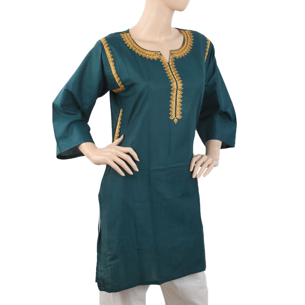 Women's Embroidered Kurti - Sea Green, Women, Ready Kurtis, Chase Value, Chase Value