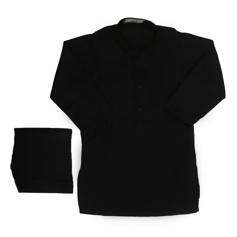 Boys Mashriq Shalwar Kurta Plain - Black, Kids, Boys Shalwar Kameez, Chase Value, Chase Value