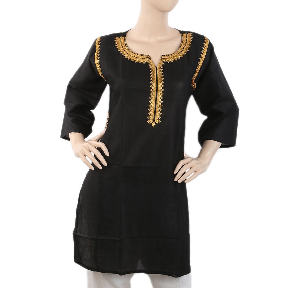 Women's Embroidered Kurti - Black, Women, Ready Kurtis, Chase Value, Chase Value