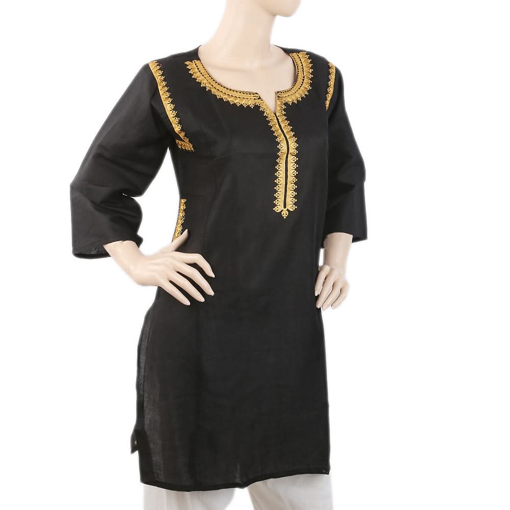 Women's Embroidered Kurti - Black, Women, Ready Kurtis, Chase Value, Chase Value