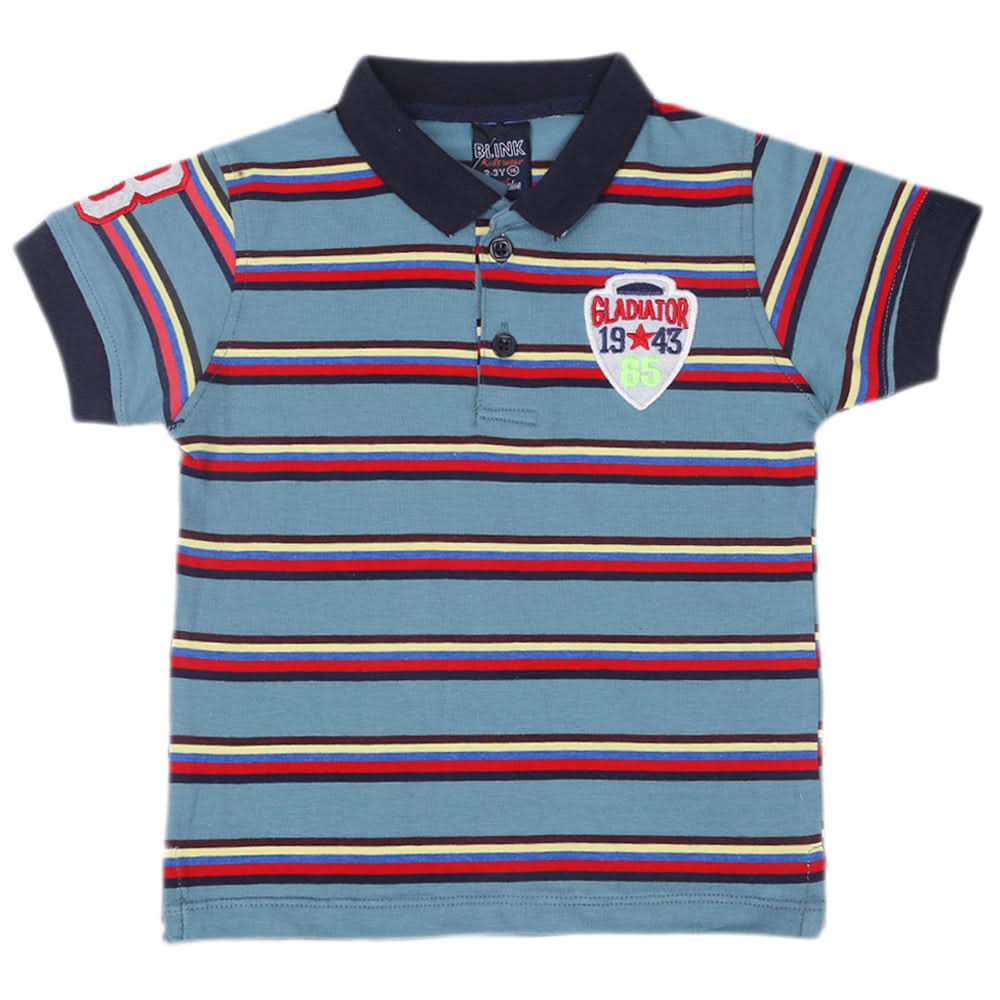 Boys Half Sleeves Polo T-Shirt - Steel Blue, Kids, Boys T-Shirts, Chase Value, Chase Value