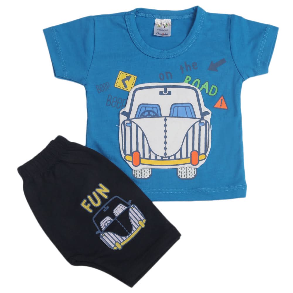 Newborn Boys Half Sleeves Suit - Blue, Kids, Newborn Boys Sets And Suits, Chase Value, Chase Value