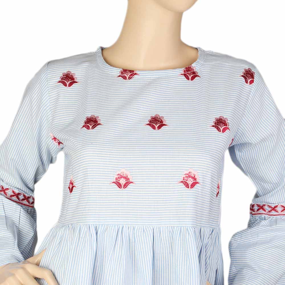 Women's Embroidered Kurti - Light Blue, Women, Ready Kurtis, Chase Value, Chase Value
