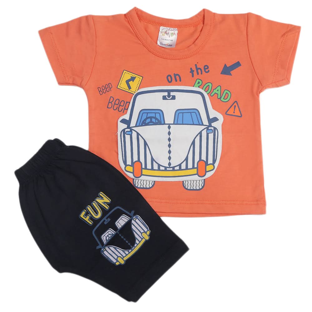 Newborn Boys Half Sleeves Suit - Peach, Kids, Newborn Boys Sets And Suits, Chase Value, Chase Value