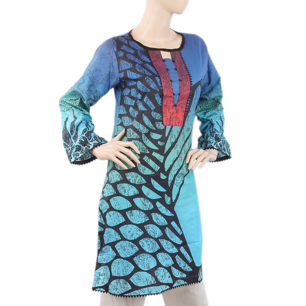 Women's Digital Printed Kurti - Royal Blue, Women, Ready Kurtis, Chase Value, Chase Value