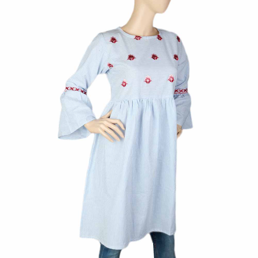 Women's Embroidered Kurti - Light Blue, Women, Ready Kurtis, Chase Value, Chase Value