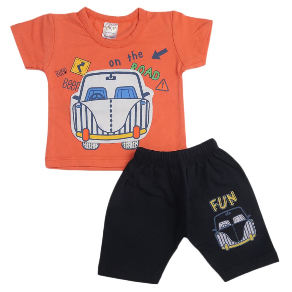 Newborn Boys Half Sleeves Suit - Peach, Kids, Newborn Boys Sets And Suits, Chase Value, Chase Value