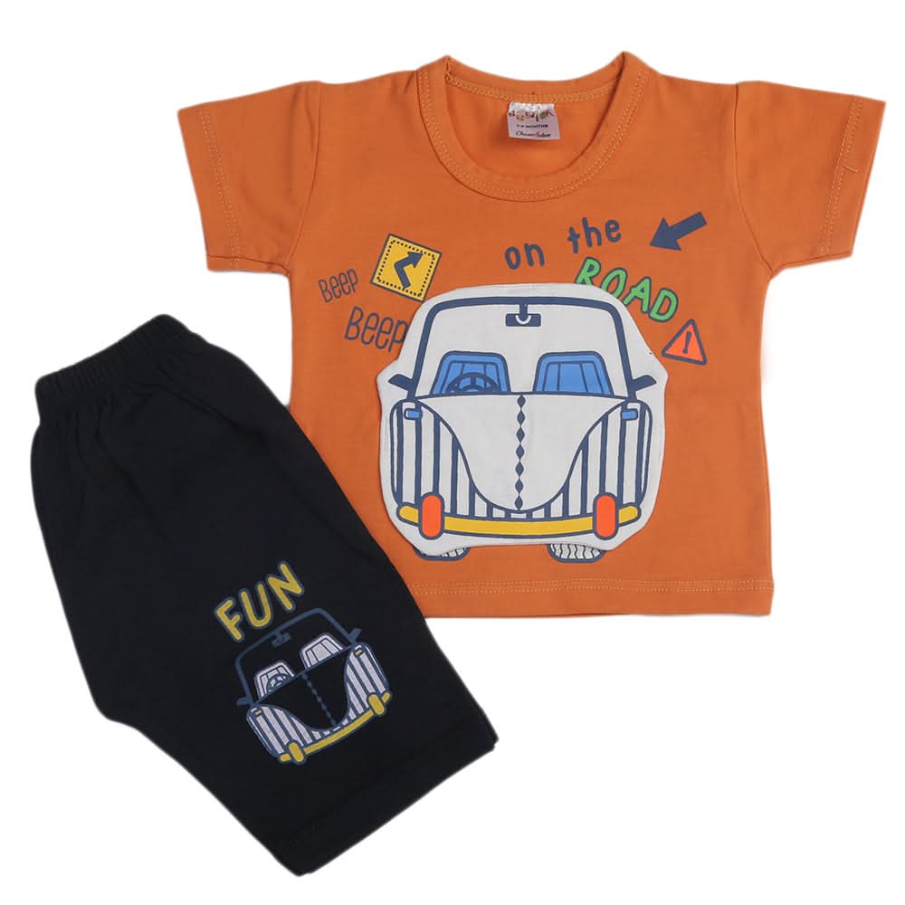 Newborn Boys Half Sleeves Suit - Rust, Kids, Newborn Boys Sets And Suits, Chase Value, Chase Value