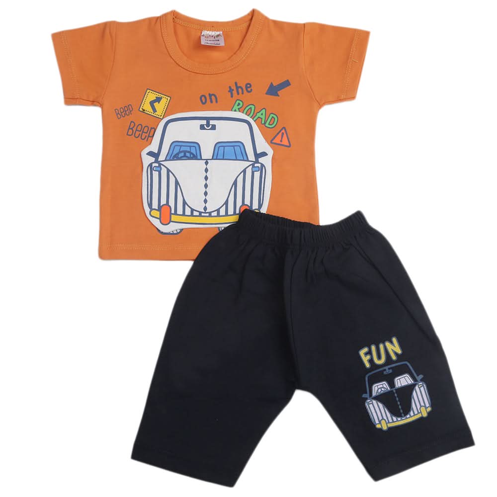 Newborn Boys Half Sleeves Suit - Rust, Kids, Newborn Boys Sets And Suits, Chase Value, Chase Value