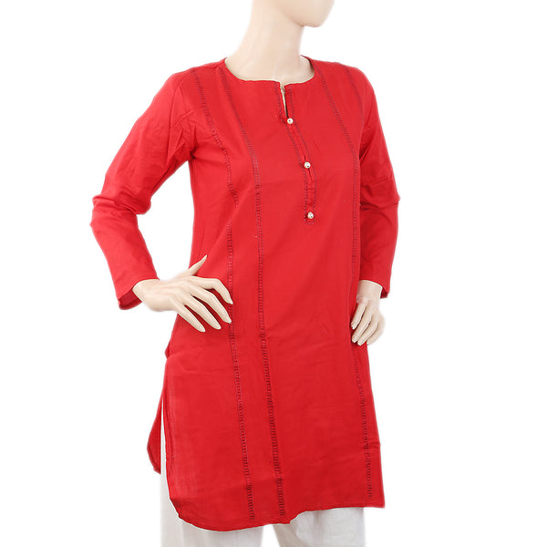 Women's Embroidered Kurti - Red, Women, Ready Kurtis, Chase Value, Chase Value