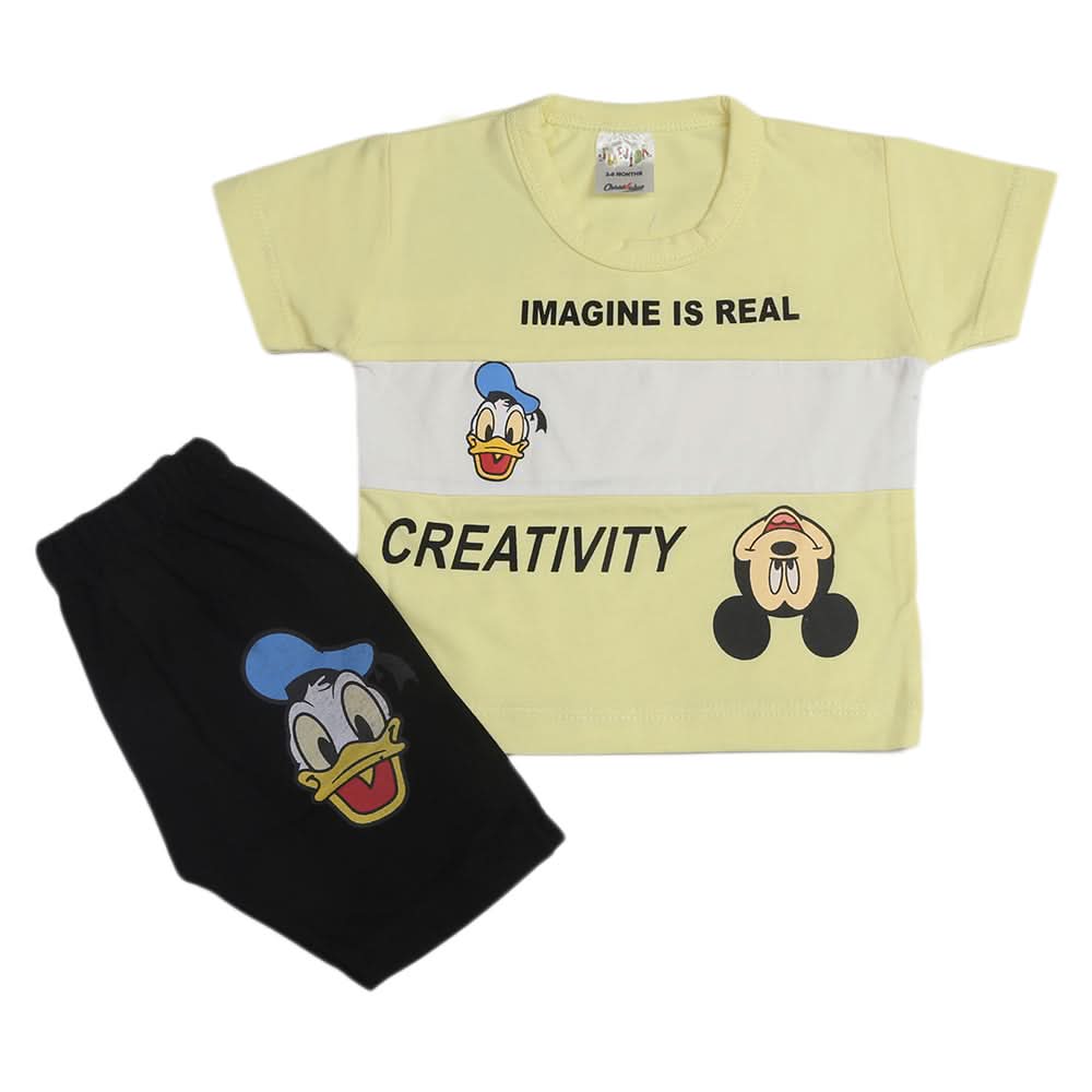 Newborn Boys Half Sleeves Suit - Yellow, Kids, Newborn Boys Sets And Suits, Chase Value, Chase Value