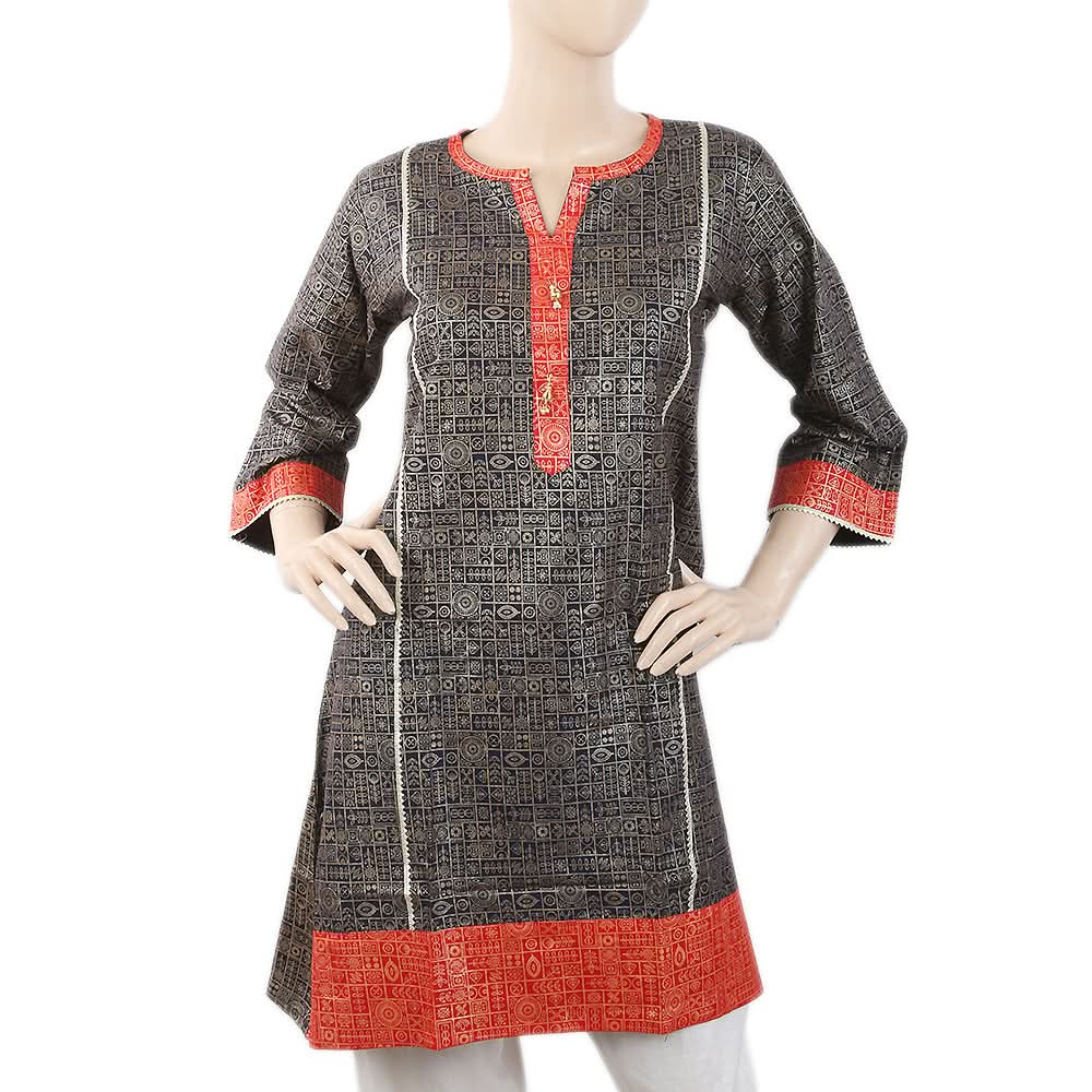 Women's Printed Cotton Kurti - Navy Blue, Women, Ready Kurtis, Chase Value, Chase Value