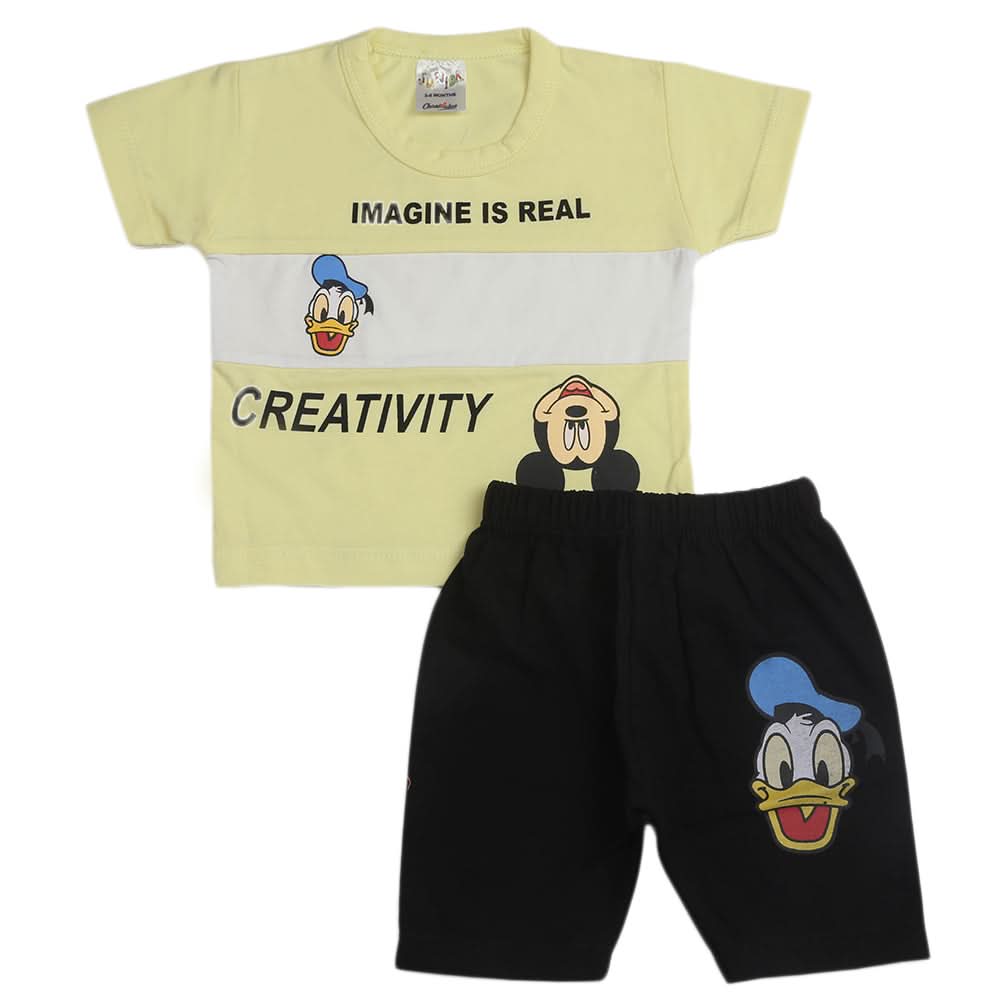 Newborn Boys Half Sleeves Suit - Yellow, Kids, Newborn Boys Sets And Suits, Chase Value, Chase Value