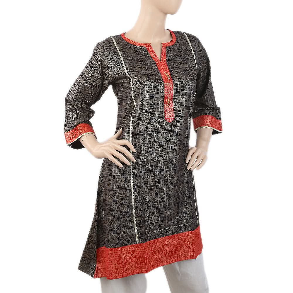 Women's Printed Cotton Kurti - Navy Blue, Women, Ready Kurtis, Chase Value, Chase Value