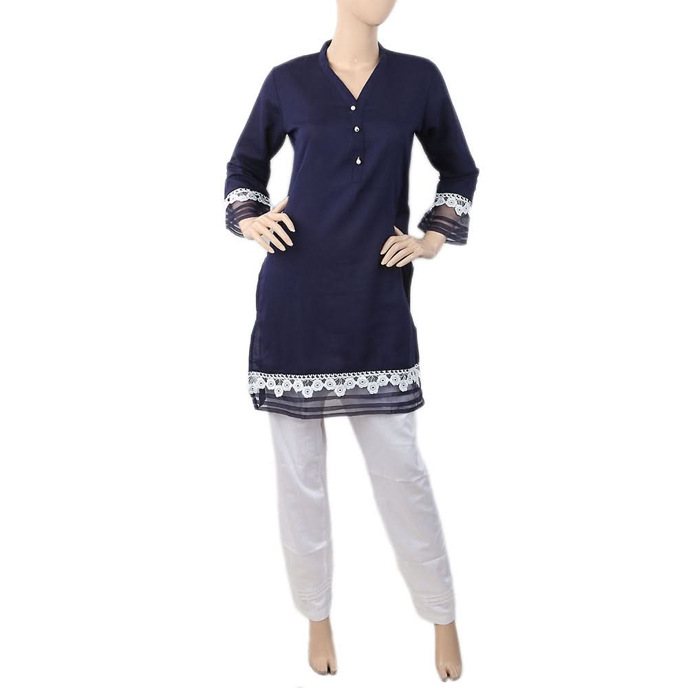 Women's Stitched 2Pcs Shalwar Suit - Navy Blue, Women, Shalwar Suits, Chase Value, Chase Value