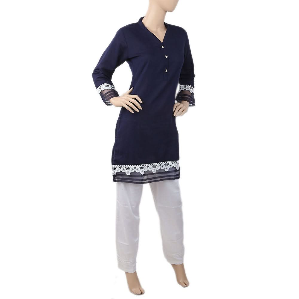 Women's Stitched 2Pcs Shalwar Suit - Navy Blue, Women, Shalwar Suits, Chase Value, Chase Value