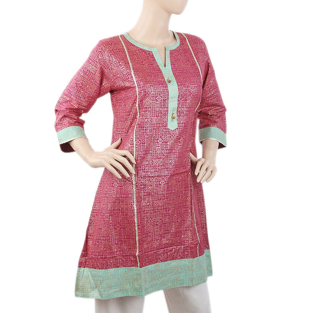 Women's Printed Cotton Kurti - Purple, Women, Ready Kurtis, Chase Value, Chase Value