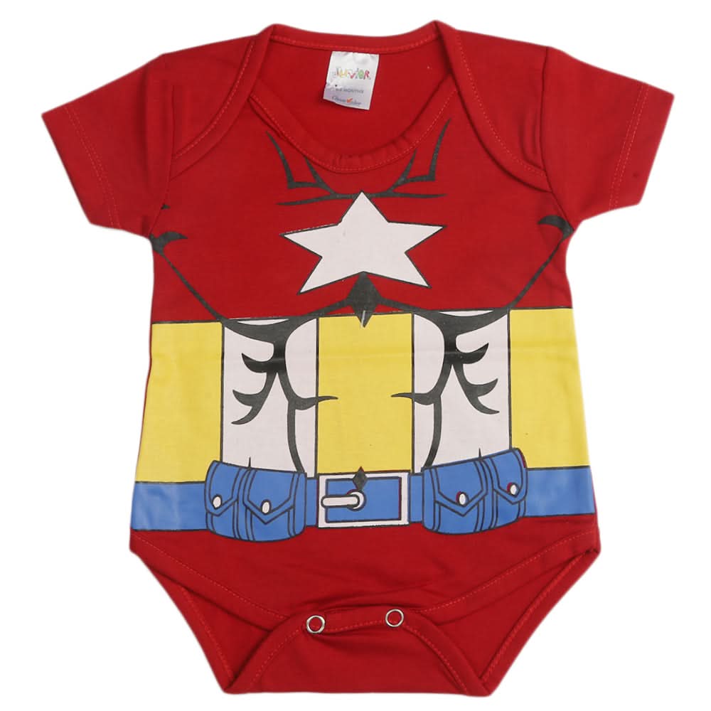 Newborn Boys Half Sleeves Romper - Red, Kids, Newborn Boys Rompers, Chase Value, Chase Value