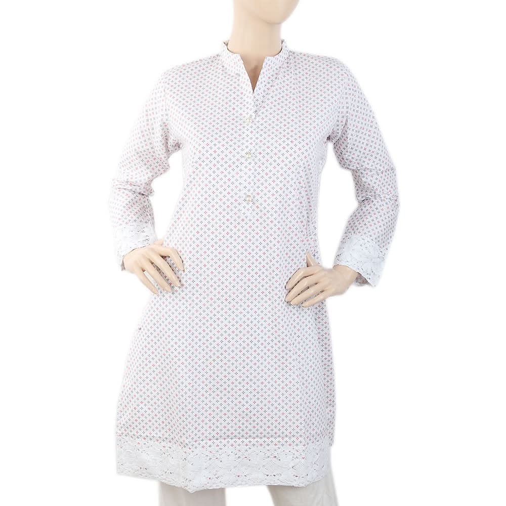 Women's Printed Kurti - White, Women, Ready Kurtis, Chase Value, Chase Value