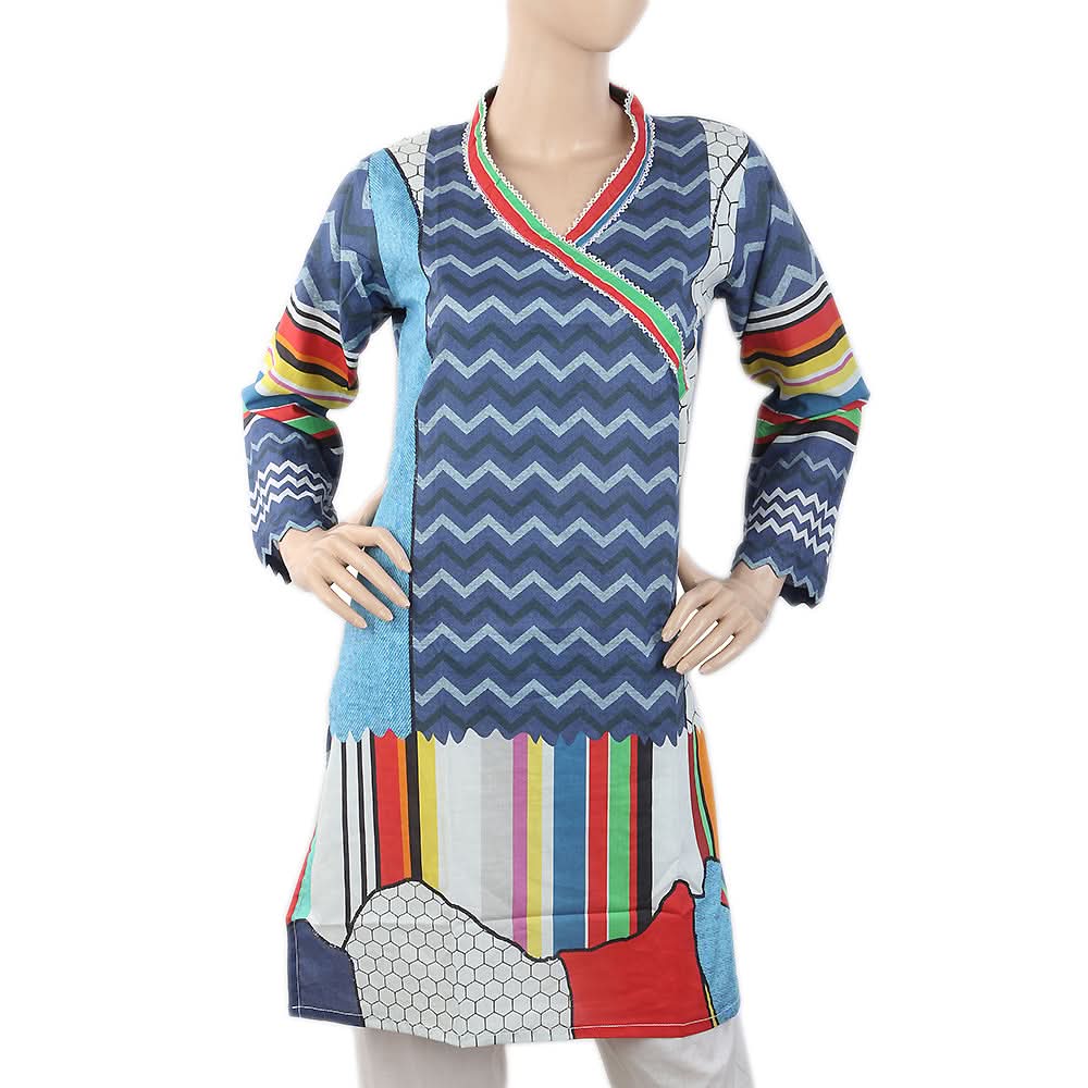 Women's Digital Printed Kurti - Blue, Women, Ready Kurtis, Chase Value, Chase Value