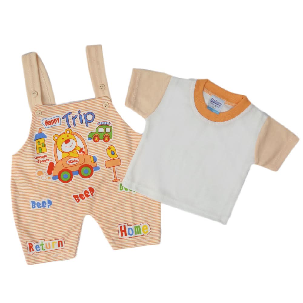 Newborn Boys Half Sleeves Romper - Peach, Kids, Newborn Boys Rompers, Chase Value, Chase Value