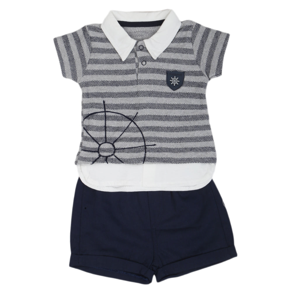 Newborn Boys half Sleeves Suit - Grey, Kids, NB Boys Sets And Suits, Chase Value, Chase Value