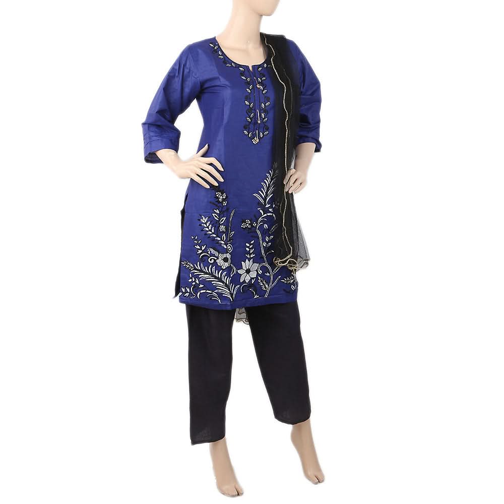 Women's Embroidered 3Pcs Suit - Royal Blue, Women, Shalwar Suits, Chase Value, Chase Value