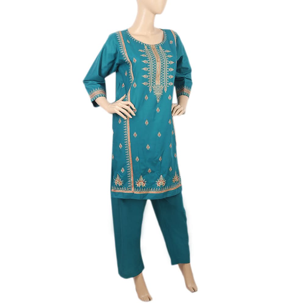 Women's  Embroidered 2Pcs Shalwar Suit- 07 - Sea Green, Women, Shalwar Suits, Chase Value, Chase Value