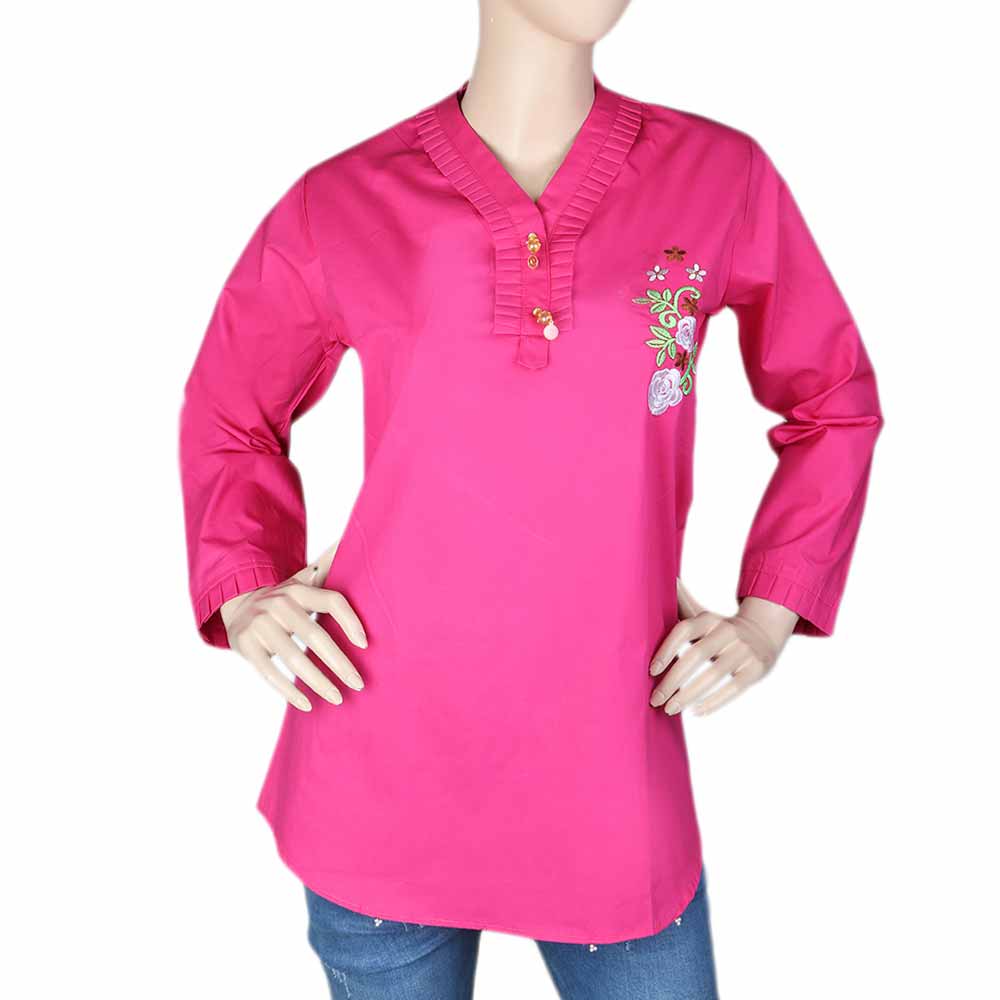Women's Embroidered Woven Top - Pink, Women, T-Shirts And Tops, Chase Value, Chase Value