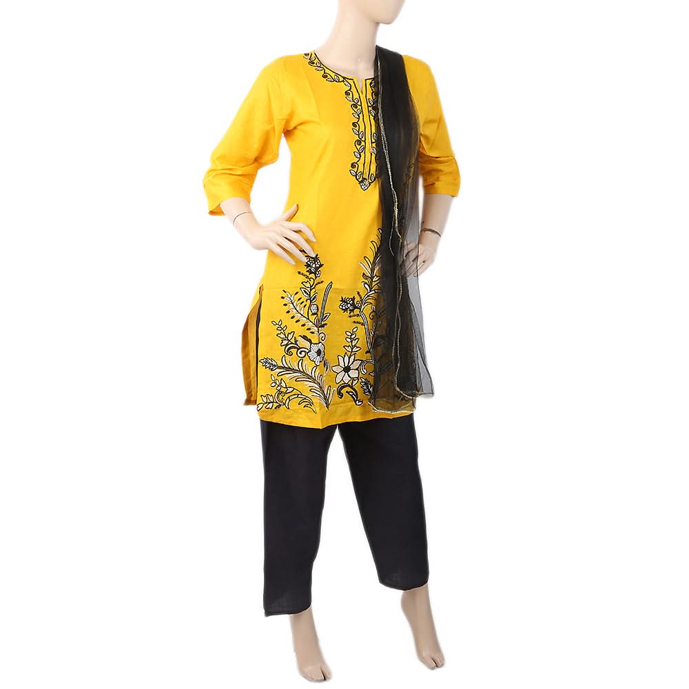 Women's Embroidered 3Pcs Suit - Yellow, Women, Shalwar Suits, Chase Value, Chase Value