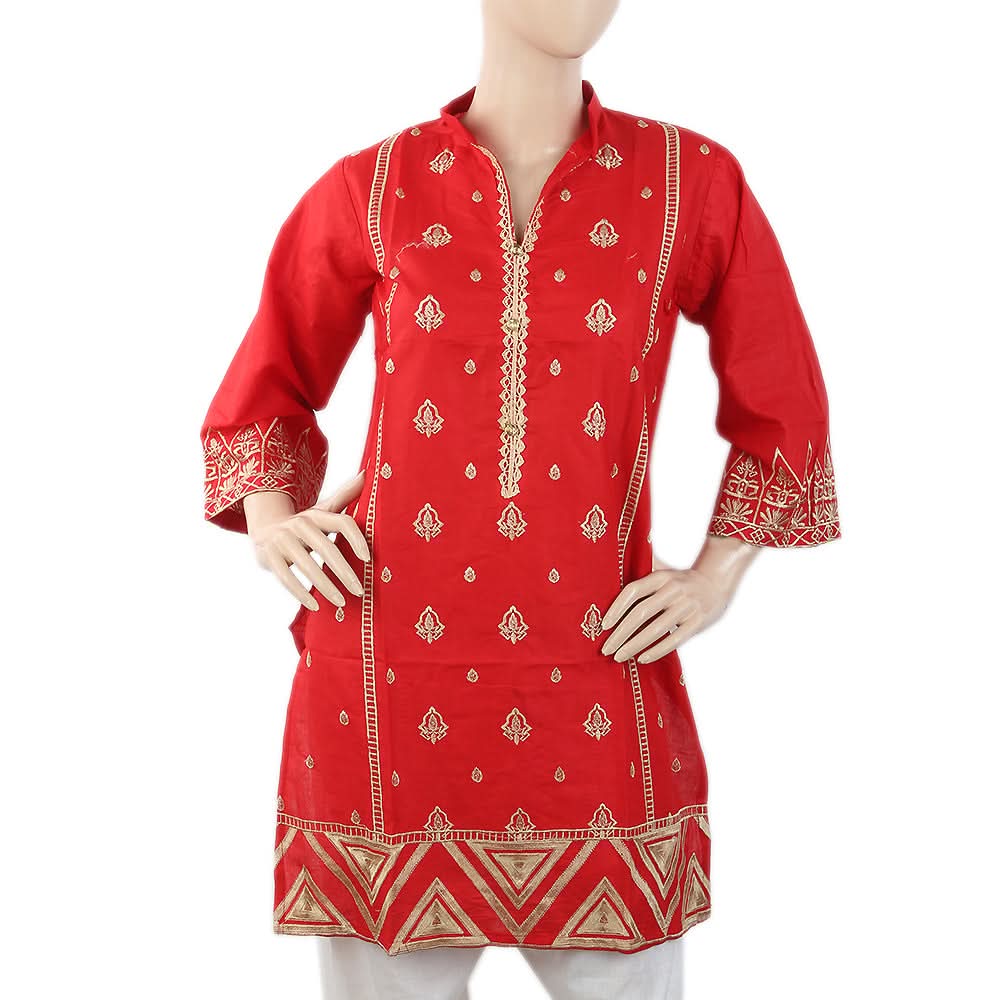 Women's Embroidered Kurti - Red, Women, Ready Kurtis, Chase Value, Chase Value