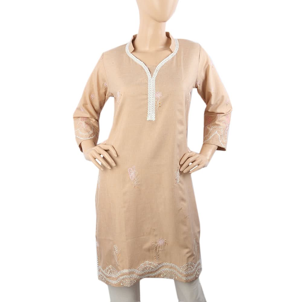 Women Embroidered Kurti - Peach, Women Ready Kurtis, Chase Value, Chase Value