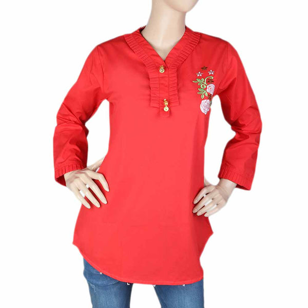 Women's Embroidered Woven Top - Red, Women, T-Shirts And Tops, Chase Value, Chase Value