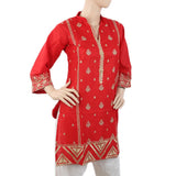 Women's Embroidered Kurti - Red, Women, Ready Kurtis, Chase Value, Chase Value