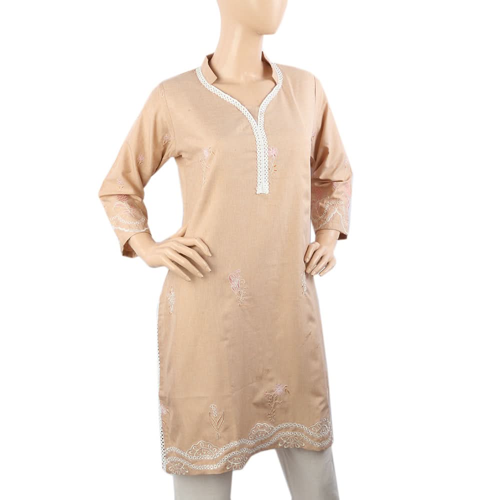 Women Embroidered Kurti - Peach, Women Ready Kurtis, Chase Value, Chase Value