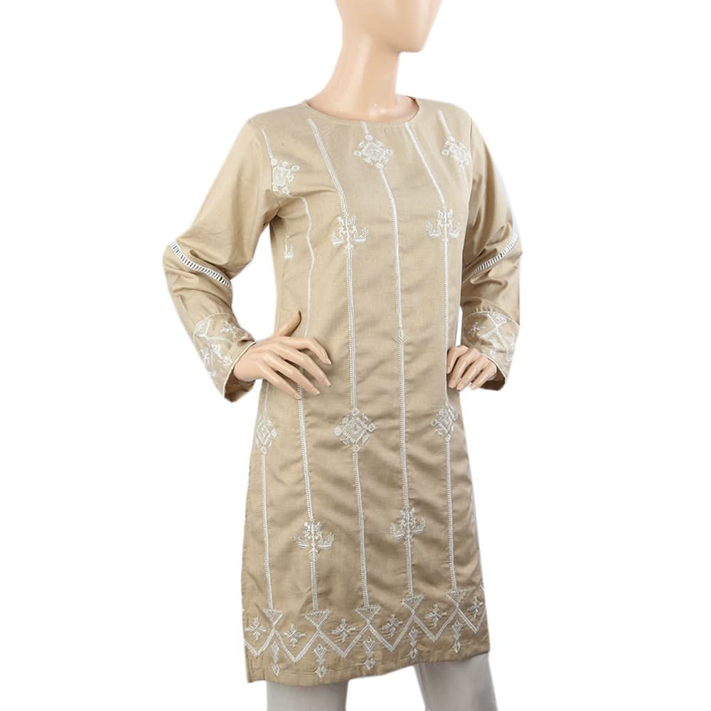 Women Embroidered Kurti - Beige, Women Ready Kurtis, Chase Value, Chase Value