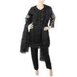 Women's Embroidered Fancy 03 Pcs Suit With Stone - Black, Women, Shalwar Suits, Chase Value, Chase Value