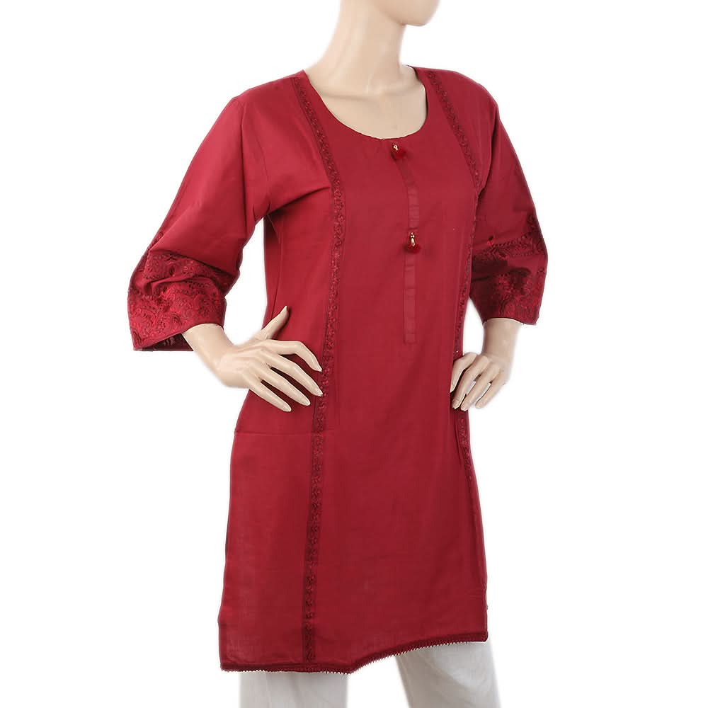 Women's Embroidered Kurti - Maroon, Women, Ready Kurtis, Chase Value, Chase Value