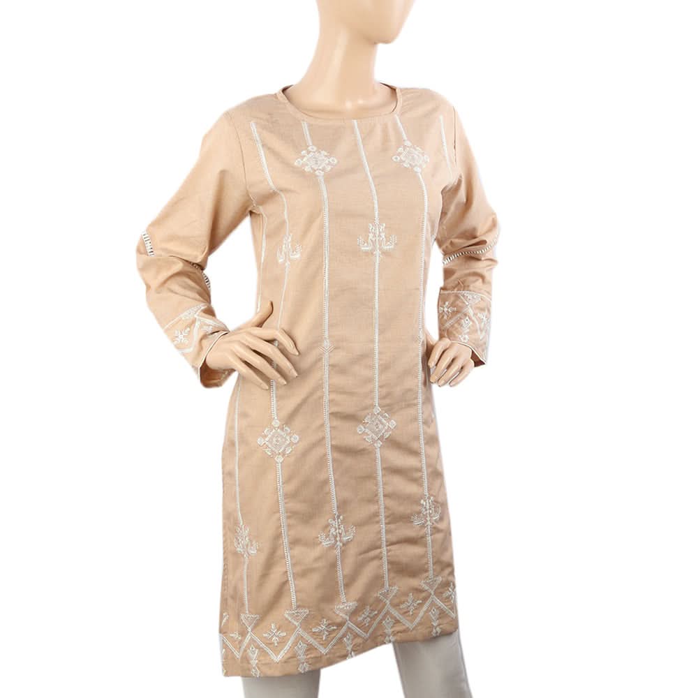 Women Embroidered Kurti - Peach, Women Ready Kurtis, Chase Value, Chase Value