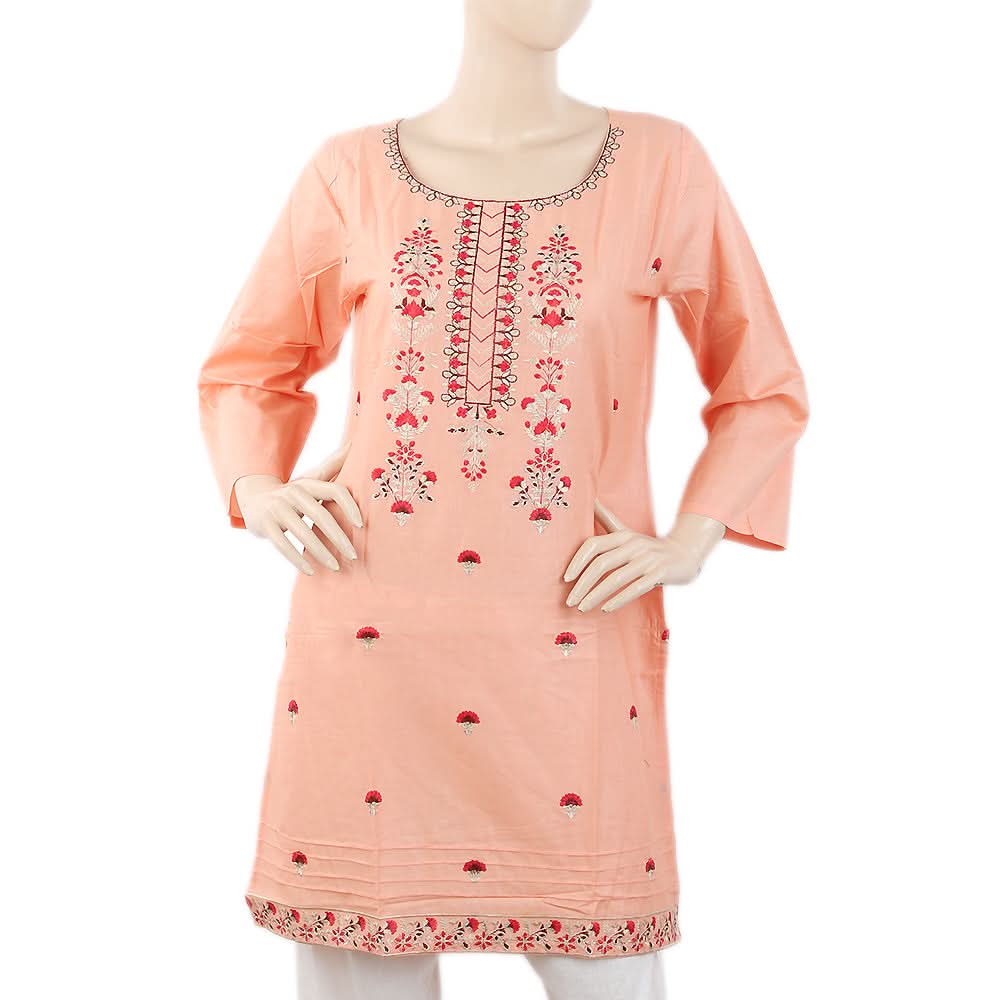 Women's Embroidered Kurti - Peach, Women, Ready Kurtis, Chase Value, Chase Value
