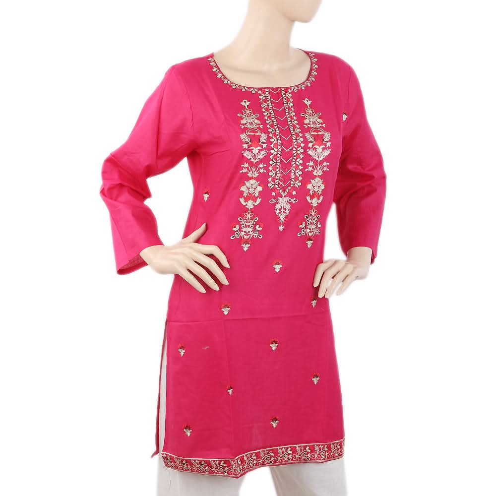 Women's Embroidered Kurti - Pink, Women, Ready Kurtis, Chase Value, Chase Value
