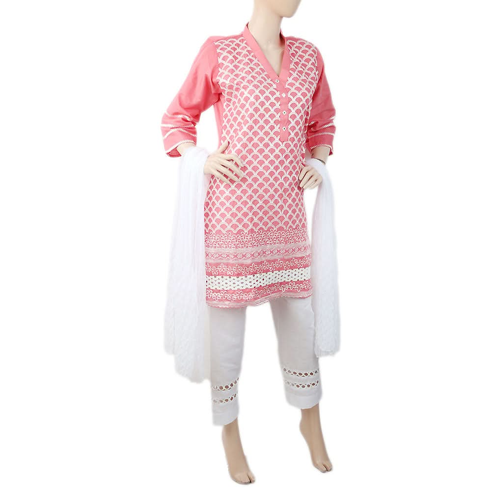 Women's Embroidered 03 Pcs Suit - Pink, Women, Shalwar Suits, Chase Value, Chase Value
