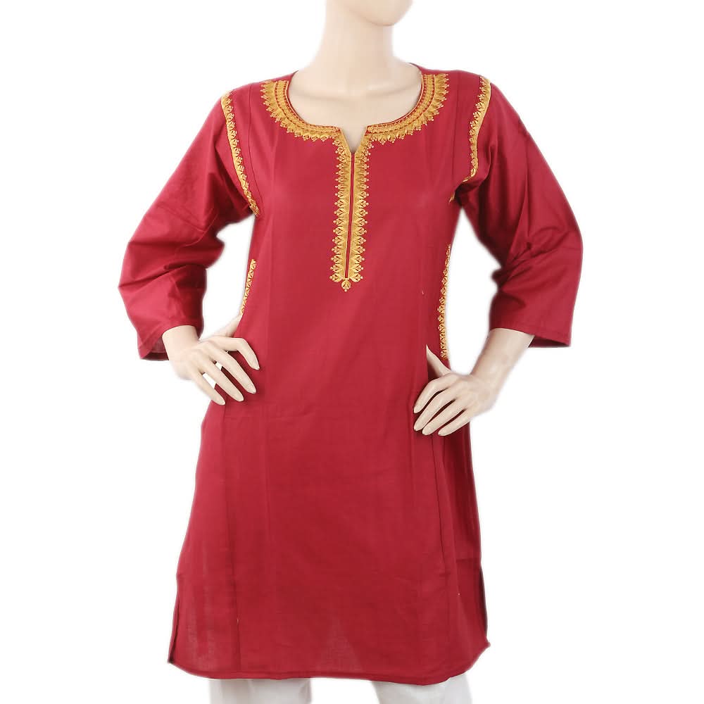 Women's Embroidered Kurti - Maroon, Women, Ready Kurtis, Chase Value, Chase Value